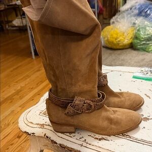 Joe’s Camel Suede Designer Tall Boots